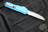 Microtech Cypher II- Single Edge- Blue Handle- Stonewash Part Serrated Edge Blade 1241-11 BL