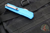 Microtech Cypher II- Single Edge- Blue Handle- Stonewash Part Serrated Edge Blade 1241-11 BL