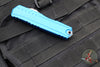 Microtech Cypher II- Single Edge- Blue Handle- Stonewash Part Serrated Edge Blade 1241-11 BL