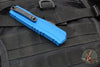 Microtech Cypher II- Single Edge- Blue Handle- Black Plain Edge Blade 1241-1 BL