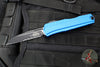 Microtech Cypher II- Single Edge- Blue Handle- Black Part Serrated Edge Blade 1241-2 BL