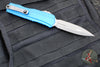 Microtech Cypher II- Double Edge- Blue Finished Handle- Apocalyptic Plain Edge Blade 1242-10 APBL
