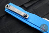 Microtech Cypher II- Double Edge- Blue Handle- Stonewash Plain Edge Blade 1242-10 BL