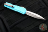 Microtech Cypher II- Double Edge- Turquoise Handle- Stonewash Plain Edge Blade 1242-10 TQ