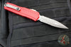 Microtech Cypher II- Double Edge- Red Finished Handle- Apocalyptic Part Serrated Edge Blade 1242-11 APRD