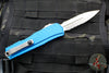Microtech Cypher II- Double Edge- Blue Handle- Stonewash Part Serrated Edge Blade 1242-11 BL
