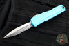 Microtech Cypher II- Double Edge- Turquoise Handle- Stonewash Part Serrated Edge Blade 1242-11 TQ