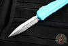 Microtech Cypher II- Double Edge- Turquoise Handle- Stonewash Part Serrated Edge Blade 1242-11 TQ