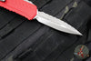 Microtech Cypher II- Double Edge- Red Handle- Apocalyptic Full Serrated Edge Blade 1242-12 APRD