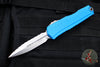 Microtech Cypher II- Double Edge- Blue Handle- Stonewash Full Serrated Edge Blade 1242-12 BL
