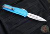 Microtech Cypher II- Double Edge- Blue Handle- Stonewash Full Serrated Edge Blade 1242-12 BL