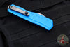 Microtech Cypher II- Double Edge- Blue Handle- Stonewash Full Serrated Edge Blade 1242-12 BL