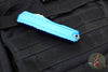 Microtech Cypher II- Double Edge- Blue Handle- Stonewash Full Serrated Edge Blade 1242-12 BL