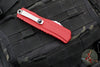 Microtech Cypher II- Double Edge- Red Handle- Stonewash Full Serrated Edge Blade 1242-12 RD