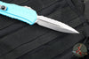 Microtech Cypher II- Double Edge- Turquoise Handle- Stonewash Full Serrated Edge Blade 1242-12 TQ