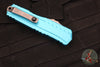 Microtech Cypher II- Double Edge- Turquoise Handle- Stonewash Full Serrated Edge Blade 1242-12 TQ