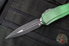 Microtech Cypher II- Double Edge- Green X-51 Pattern Handle- Distressed Black Plain Edge Blade 1242-1 GRX51S