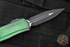 Microtech Cypher II- Double Edge- Green X-51 Pattern Handle- Distressed Black Plain Edge Blade 1242-1 GRX51S
