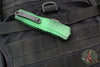 Microtech Cypher II- Double Edge- Green X-51 Pattern Handle- Distressed Black Plain Edge Blade 1242-1 GRX51S