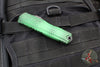 Microtech Cypher II- Double Edge- Green X-51 Pattern Handle- Distressed Black Plain Edge Blade 1242-1 GRX51S