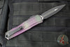 Microtech Cypher II- Double Edge- Purple X-51 Pattern Handle- Distressed Black Plain Edge Blade 1242-1 PUX51S