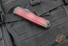 Microtech Cypher II- Double Edge- Red X-51 Pattern Handle- Distressed Black Plain Edge Blade 1242-1 RDX51S