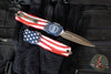 Microtech Luminary OTF Knife- Special 250th US Flag Graphic Handle- Bronzed Apocalyptic Finished Plain Edge Blade- 1270-13APS-4J250X