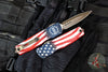 Microtech Luminary OTF Knife- Special 250th US Flag Graphic Handle- Bronzed Apocalyptic Finished Plain Edge Blade- 1270-13APS-4J250X