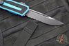 Microtech Scarab II- Single Edge- Blue Handle- Black Part Serrated Edge Blade 1278-2 BL
