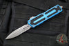 Microtech Scarab II- Double Edge- Blue Handle- Apocalyptic Part Serrated Edge Blade 1280-11 APBL