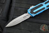 Microtech Scarab II- Double Edge- Blue Handle- Apocalyptic Part Serrated Edge Blade 1280-11 APBL