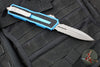 Microtech Scarab II- Double Edge- Blue Handle- Apocalyptic Part Serrated Edge Blade 1280-11 APBL