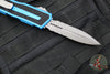Microtech Scarab II- Double Edge- Blue Handle- Apocalyptic Part Serrated Edge Blade 1280-11 APBL