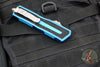 Microtech Scarab II- Double Edge- Blue Handle- Apocalyptic Part Serrated Edge Blade 1280-11 APBL