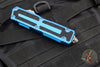 Microtech Scarab II- Double Edge- Blue Handle- Apocalyptic Part Serrated Edge Blade 1280-11 APBL