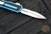 Microtech Scarab II- Double Edge- Blue Handle- Stonewash Part Serrated Edge Blade 1280-11 BL