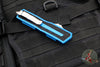 Microtech Scarab II- Double Edge- Blue Handle- Stonewash Part Serrated Edge Blade 1280-11 BL