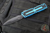 Microtech Scarab II- Gen III- Double Edge- Blue Handle- Black Plain Edge Blade 1280-1 BL