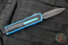 Microtech Scarab II- Gen III- Double Edge- Blue Handle- Black Plain Edge Blade 1280-1 BL