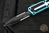Microtech Scarab II- Gen III- Double Edge- Turquoise Handle- Black Part Serrated Edge Blade 1280-2 TQ