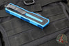 Microtech Scarab II- Gen III- Double Edge- Blue Handle- Black Full Serrated Edge Blade 1280-3 BL