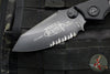 Vintage 2011 Microtech Select Fire- Manual- Tactical- Black Handle- Black Part Serrated Blade 129-2 T