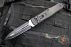 Microtech Cobra Knife- Auto Lever Lock- Tactical- False Double Edge Lightning Strike Carbon Fiber Handle- Black  Plain Edge Blade 136-1T-LS