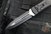 Microtech Cobra Knife- Auto Lever Lock- Tactical- False Double Edge Lightning Strike Carbon Fiber Handle- Black  Plain Edge Blade 136-1T-LS