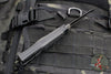 Microtech Cobra Knife- Auto Lever Lock- Tactical- False Double Edge Lightning Strike Carbon Fiber Handle- Black  Plain Edge Blade 136-1T-LS