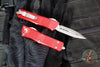 Microtech Troodon OTF Knife- Double Edge- Red Handle- Stonewash Blade 138-10 RD