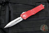 Microtech Combat Troodon OTF Knife- Double Edge- Red Handle- Stonewash Part Serrated Blade 142-11 RD
