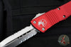 Microtech Combat Troodon OTF Knife- Double Edge- Red Handle- Stonewash Part Serrated Blade 142-11 RD