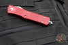 Microtech Combat Troodon OTF Knife- Double Edge- Red Handle- Stonewash Part Serrated Blade 142-11 RD