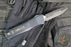 Microtech Combat Troodon OTF Knife- Double Edge- Carbon Fiber Top Handle- Black Full Serrated Edge Blade 142-3 CFS SN084